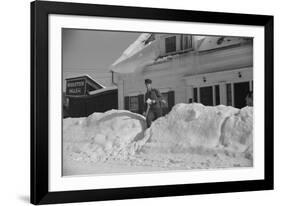 Mailman making Deliveries after a Heavy Snowfall, Vermont, 1940-Marion Post Wolcott-Framed Photographic Print