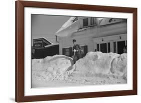 Mailman making Deliveries after a Heavy Snowfall, Vermont, 1940-Marion Post Wolcott-Framed Photographic Print