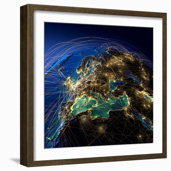 Main Air Routes in Europe-Antartis-Framed Photographic Print