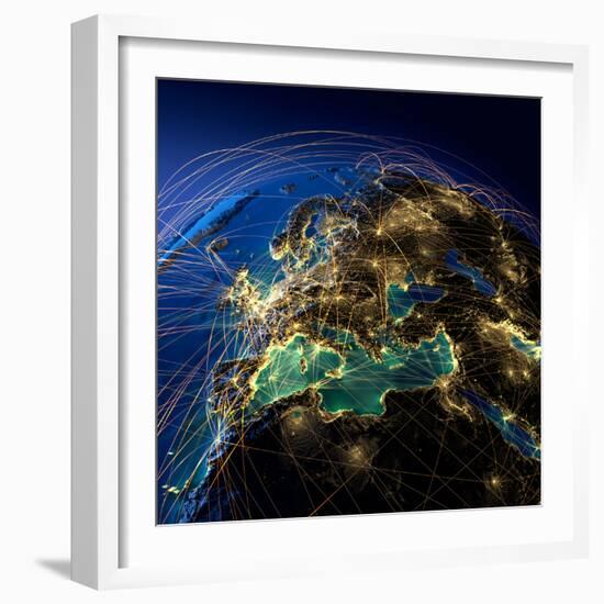 Main Air Routes in Europe-Antartis-Framed Photographic Print