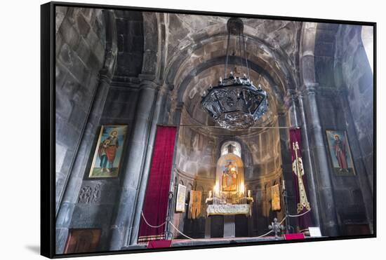 Main altar in the interior of the 4th century Geghard Monastery, UNESCO World Heritage Site, Kotayk-G&M Therin-Weise-Framed Stretched Canvas