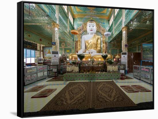 Main Buddha statue at Soon Oo Ponnya Shin pagoda, Sagaing Hills, Mandalay Region, Myanmar-null-Framed Stretched Canvas