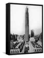 Main Building of Rockefeller Center and Surrounding Area in New York City-null-Framed Stretched Canvas