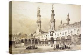 Main Courtyard of Al-Azhar Mosque (10th Century) in Cairo-Emile Prisse d'Avennes-Stretched Canvas