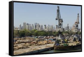 Main Docks with the High-Rises of the City Centre Beyond, Mumbai, India, Asia-Tony Waltham-Framed Stretched Canvas