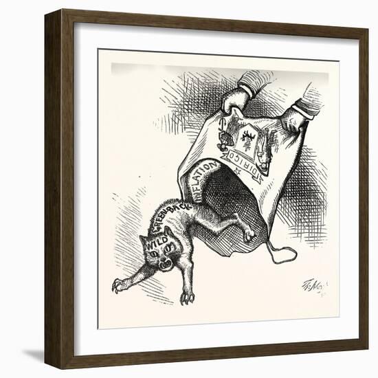 Main(E) Prize. Democrats Had Let It, 1880, USA, Politics, Political, Politic, Campaign, Patriotic-null-Framed Giclee Print