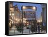 Main Entrance to Christkindlmarkt (Christmas Market), Marktstrasse at Twilight, Bavaria-Richard Nebesky-Framed Stretched Canvas