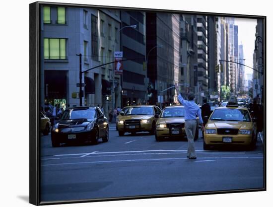 Main Hailing Taxi in Downtown Manhattan, New York, New York State, USA-Yadid Levy-Framed Photographic Print