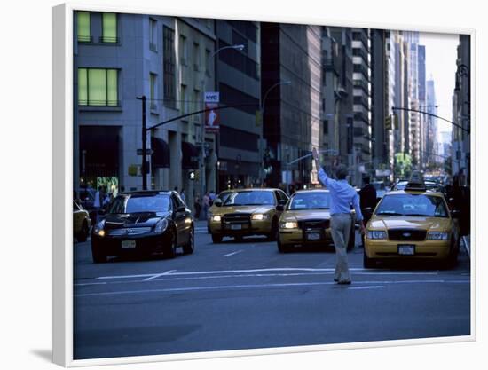 Main Hailing Taxi in Downtown Manhattan, New York, New York State, USA-Yadid Levy-Framed Photographic Print