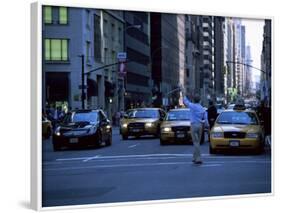 Main Hailing Taxi in Downtown Manhattan, New York, New York State, USA-Yadid Levy-Framed Photographic Print