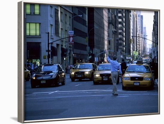 Main Hailing Taxi in Downtown Manhattan, New York, New York State, USA-Yadid Levy-Framed Photographic Print