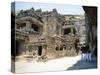 Main Hall (Mandapa) from Sw with Entrance and Ramayana Frieze, Kailasa Temple, Ellora, India-Richard Ashworth-Stretched Canvas