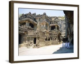 Main Hall (Mandapa) from Sw with Entrance and Ramayana Frieze, Kailasa Temple, Ellora, India-Richard Ashworth-Framed Photographic Print