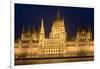 Main Part of Hungarian Parliament on Warm Summer Night, Budapest, Hungary, Europe-Julian Pottage-Framed Photographic Print