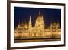 Main Part of Hungarian Parliament on Warm Summer Night, Budapest, Hungary, Europe-Julian Pottage-Framed Photographic Print