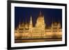 Main Part of Hungarian Parliament on Warm Summer Night, Budapest, Hungary, Europe-Julian Pottage-Framed Photographic Print