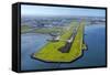 Main Runway at Auckland Airport, and Manukau Harbour, Auckland, North Island, New Zealand-David Wall-Framed Stretched Canvas