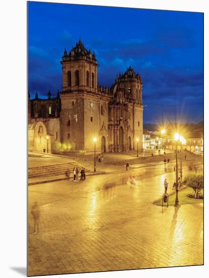 Main Square at twilight, Old Town, UNESCO World Heritage Site, Cusco, Peru, South America-Karol Kozlowski-Mounted Photographic Print