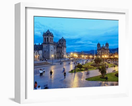 Main Square at twilight, Old Town, UNESCO World Heritage Site, Cusco, Peru, South America-Karol Kozlowski-Framed Photographic Print