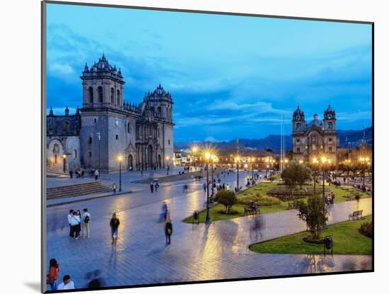 Main Square at twilight, Old Town, UNESCO World Heritage Site, Cusco, Peru, South America-Karol Kozlowski-Mounted Photographic Print
