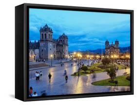 Main Square at twilight, Old Town, UNESCO World Heritage Site, Cusco, Peru, South America-Karol Kozlowski-Framed Stretched Canvas