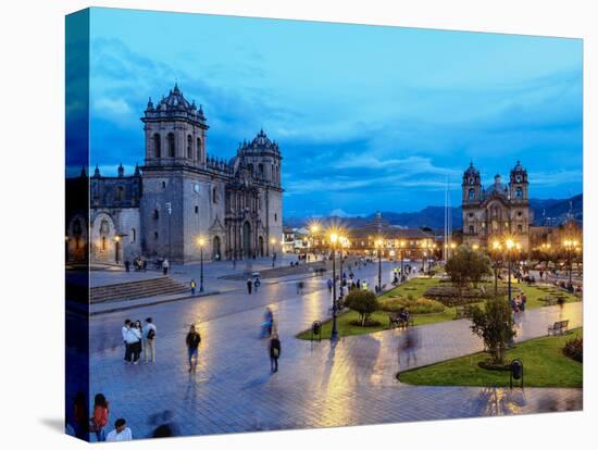 Main Square at twilight, Old Town, UNESCO World Heritage Site, Cusco, Peru, South America-Karol Kozlowski-Stretched Canvas