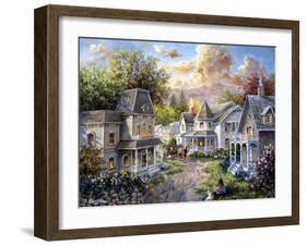 Main Street Along a Country Village-Nicky Boehme-Framed Giclee Print