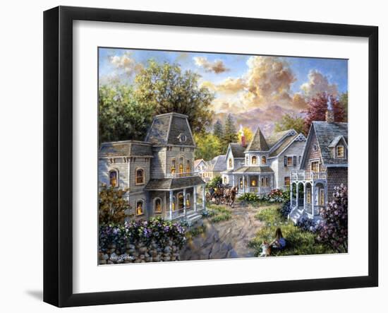 Main Street Along a Country Village-Nicky Boehme-Framed Giclee Print