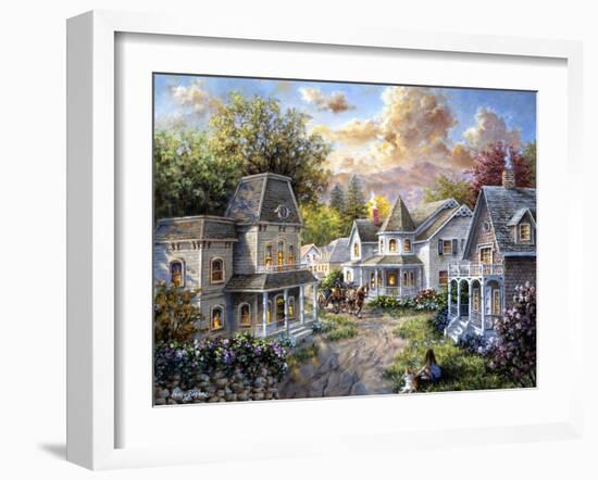 Main Street Along a Country Village-Nicky Boehme-Framed Giclee Print