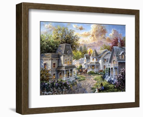 Main Street Along a Country Village-Nicky Boehme-Framed Giclee Print