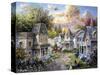 Main Street Along a Country Village-Nicky Boehme-Stretched Canvas