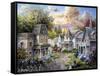 Main Street Along a Country Village-Nicky Boehme-Framed Stretched Canvas