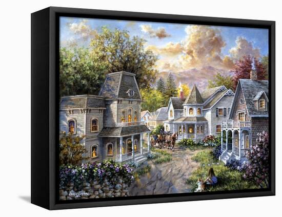 Main Street Along a Country Village-Nicky Boehme-Framed Stretched Canvas