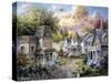 Main Street Along a Country Village-Nicky Boehme-Stretched Canvas