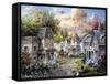 Main Street Along a Country Village-Nicky Boehme-Framed Stretched Canvas