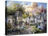 Main Street Along a Country Village-Nicky Boehme-Stretched Canvas