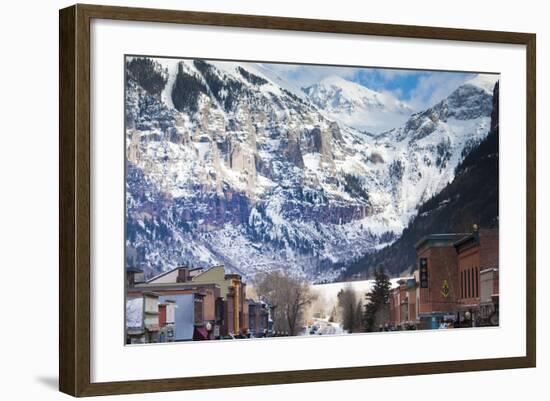 Main Street and Ajax Peak, Telluride, Colorado, USA-Walter Bibikow-Framed Photographic Print