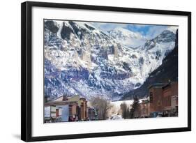 Main Street and Ajax Peak, Telluride, Colorado, USA-Walter Bibikow-Framed Photographic Print