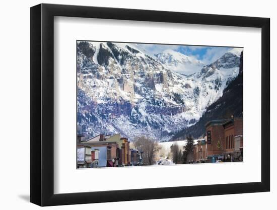 Main Street and Ajax Peak, Telluride, Colorado, USA-Walter Bibikow-Framed Photographic Print