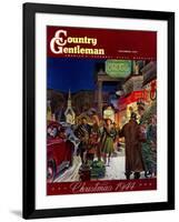 "Main Street at Christmas," Country Gentleman Cover, December 1, 1944-Peter Helck-Framed Giclee Print