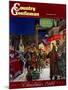 "Main Street at Christmas," Country Gentleman Cover, December 1, 1944-Peter Helck-Mounted Giclee Print