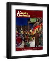 "Main Street at Christmas," Country Gentleman Cover, December 1, 1944-Peter Helck-Framed Giclee Print