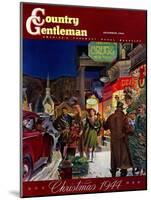 "Main Street at Christmas," Country Gentleman Cover, December 1, 1944-Peter Helck-Mounted Giclee Print