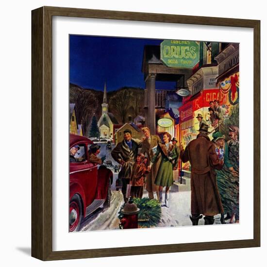 "Main Street at Christmas,"December 1, 1944-Peter Helck-Framed Giclee Print