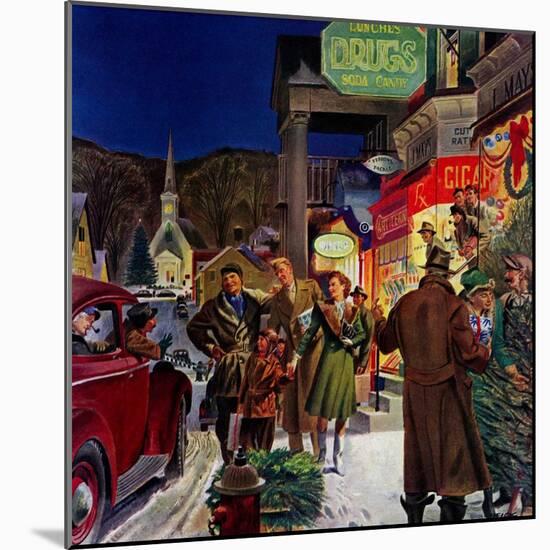 "Main Street at Christmas,"December 1, 1944-Peter Helck-Mounted Giclee Print