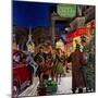 "Main Street at Christmas,"December 1, 1944-Peter Helck-Mounted Giclee Print