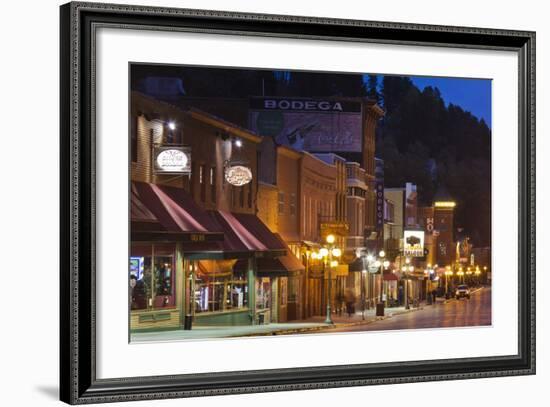 Main Street at Dusk, Deadwood, South Dakota, USA-Walter Bibikow-Framed Photographic Print