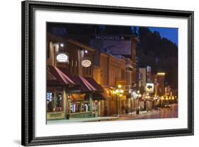 Main Street at Dusk, Deadwood, South Dakota, USA-Walter Bibikow-Framed Photographic Print