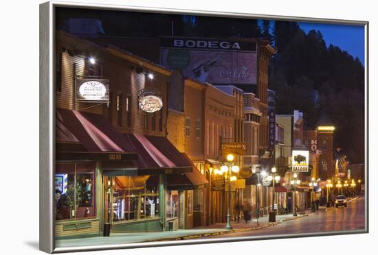 Main Street at Dusk, Deadwood, South Dakota, USA-Walter Bibikow-Framed Photographic Print