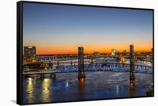 Main Street Bridge, St. Johns River. Jacksonville, Florida.-Richard & Susan Day-Framed Stretched Canvas